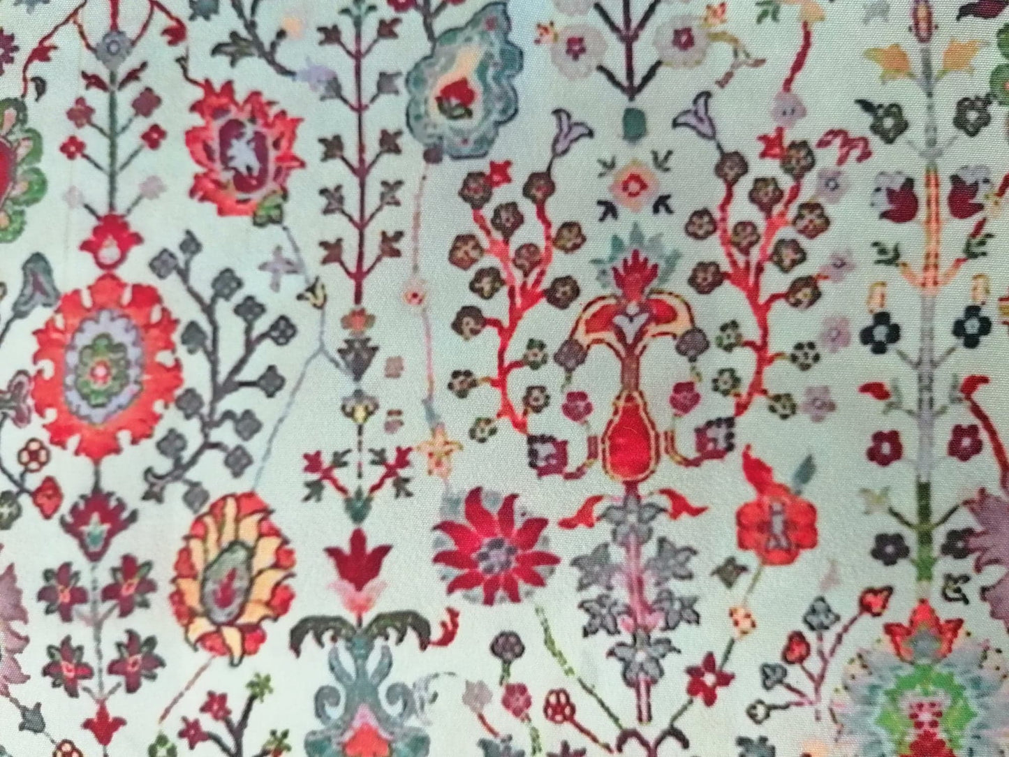 Crepe de Chine - Digital Print - Green/Orange/Lilac/Teal - 45" Wide - Sold By the Metre
