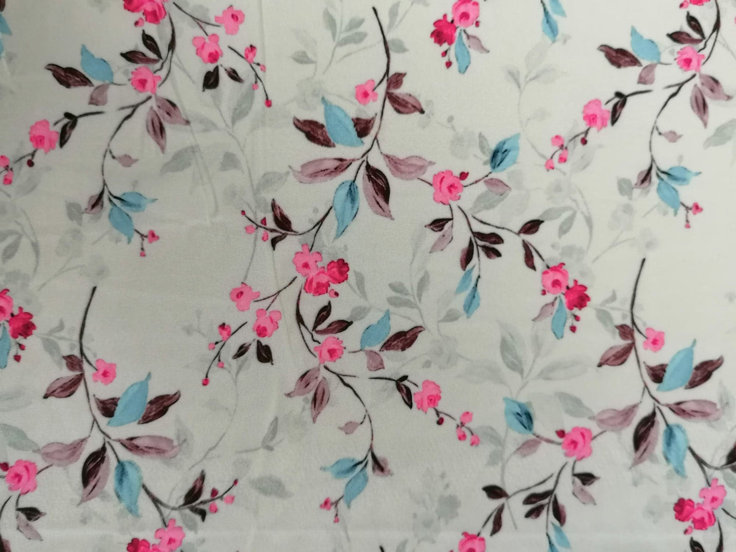 Crepe de Chine - Digital Print - Mint/Blue/Pink - 45" Wide - Sold By the Metre