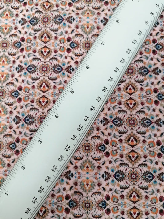 Crepe de Chine - Digital Print - Pink/Plum/Blue - 45" Wide - Sold By the Metre