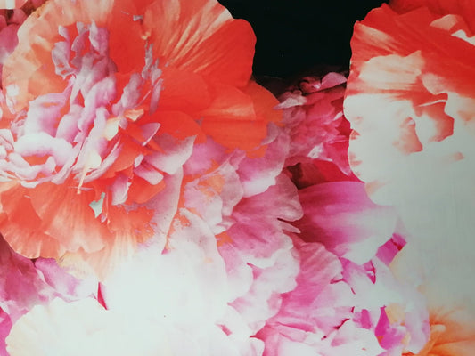 Cotton - Floral - Pink/Orange/Black/Peach - 62" Wide - Sold By the Metre