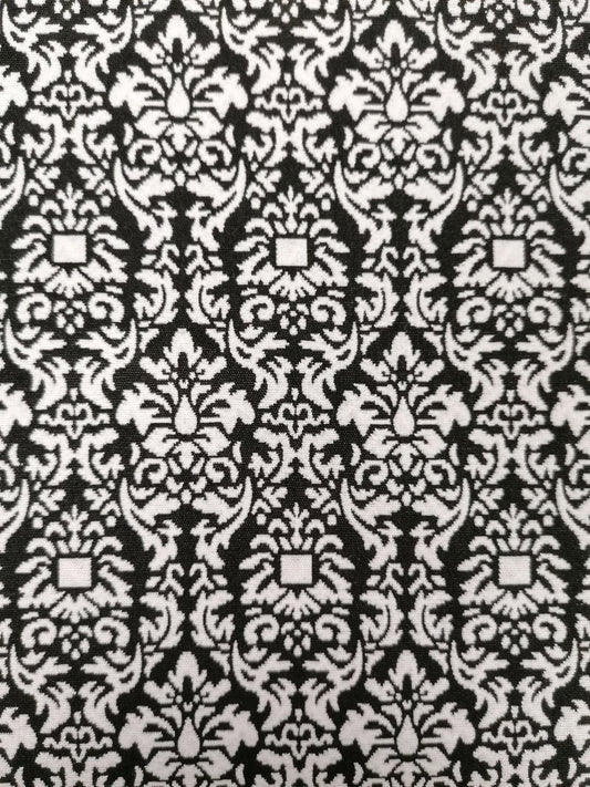 Polyester Jacquard - Black/White - 58" Wide - Sold By the Metre