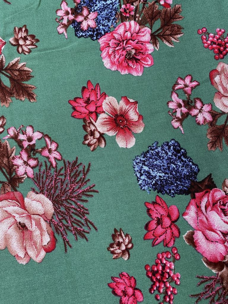Viscose - Green/Pink/Blue/Brown - 57" Wide - Sold By The Metre