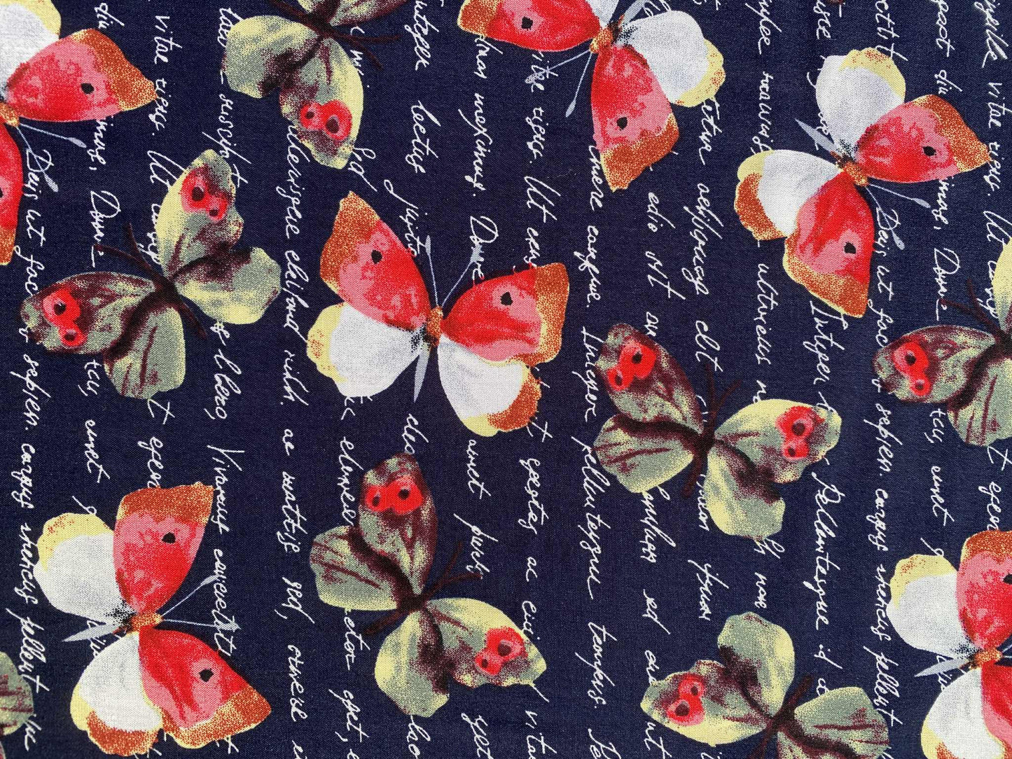 Viscose - Navy/Pink/Yellow/White - 57"Wide - Sold By The Metre
