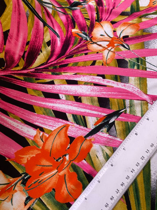 Poly Lycra - Pink/Black/Mustard/Orange - 60" Wide - Sold By The Metre