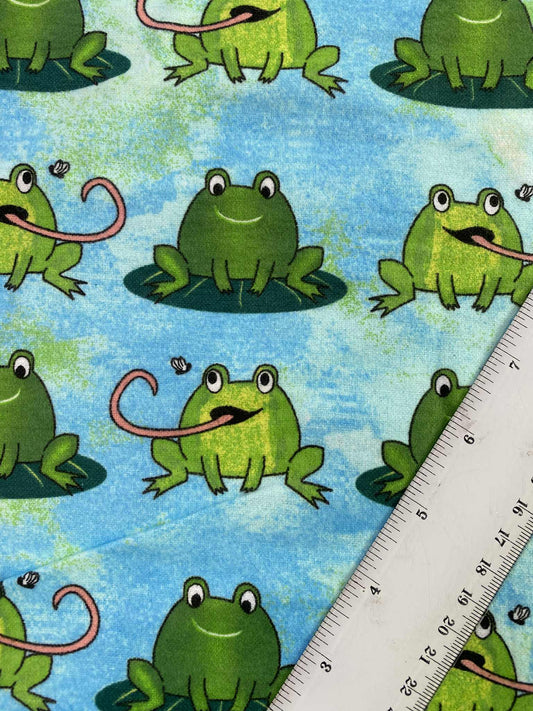 Brushed Cotton - Green/Blue/White - 42"Wide - Sold By The Metre