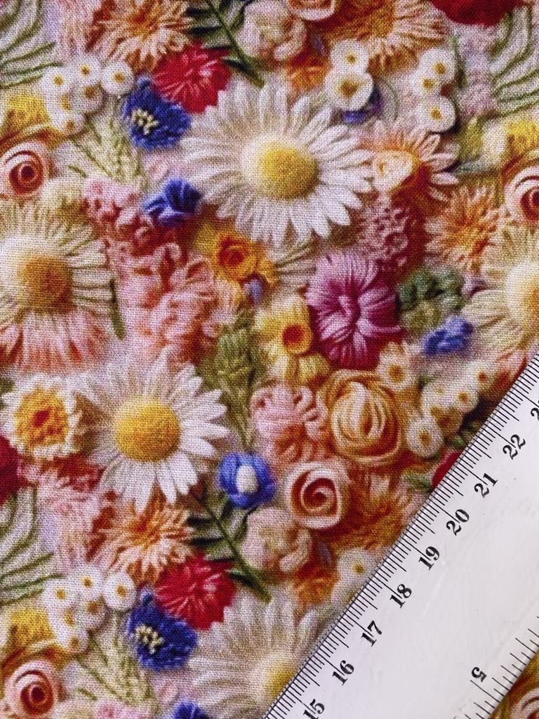 100% Cotton - Orange/Pink/Blue/Cream - 44" Wide - Sold By The Metre