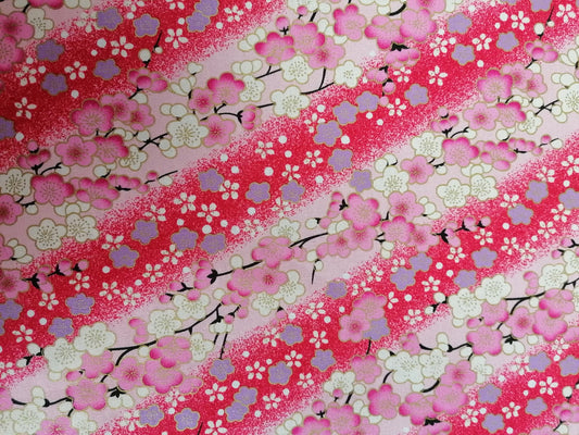 100% Cotton - Japanese Foil - Red/Pink/Lilac/Gold - 58" Wide - Sold By the Metre
