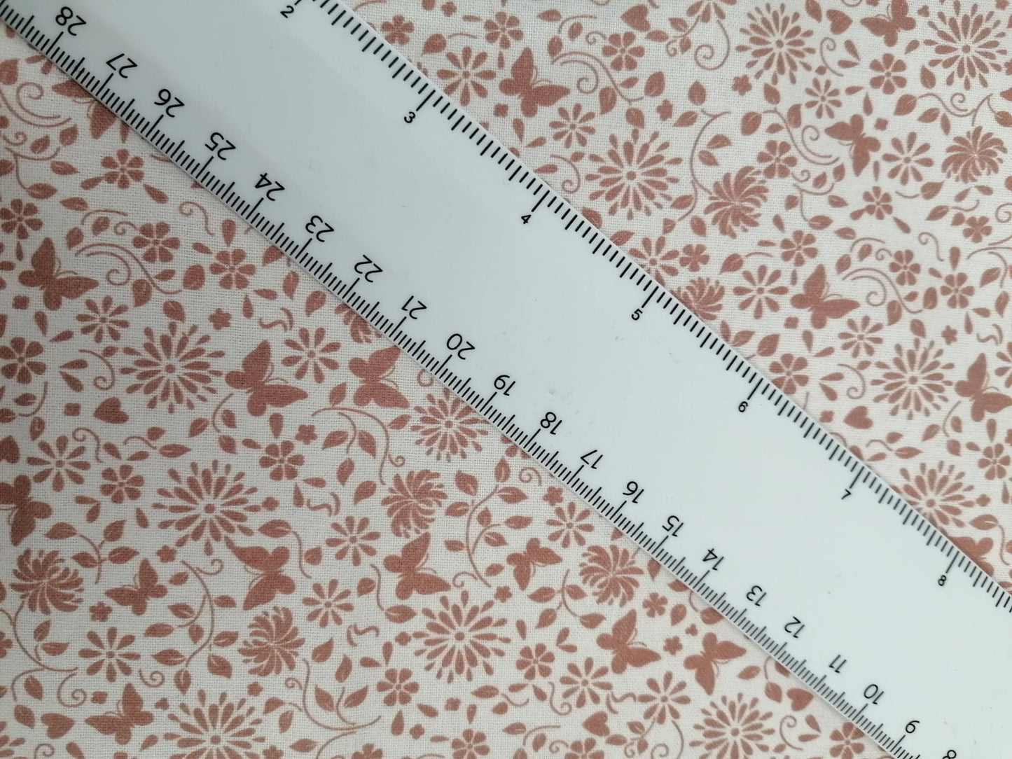 100% Cotton - Crafting & Quilting - Butterflies - White/Coffee - 44" Wide - Sold By the Metre