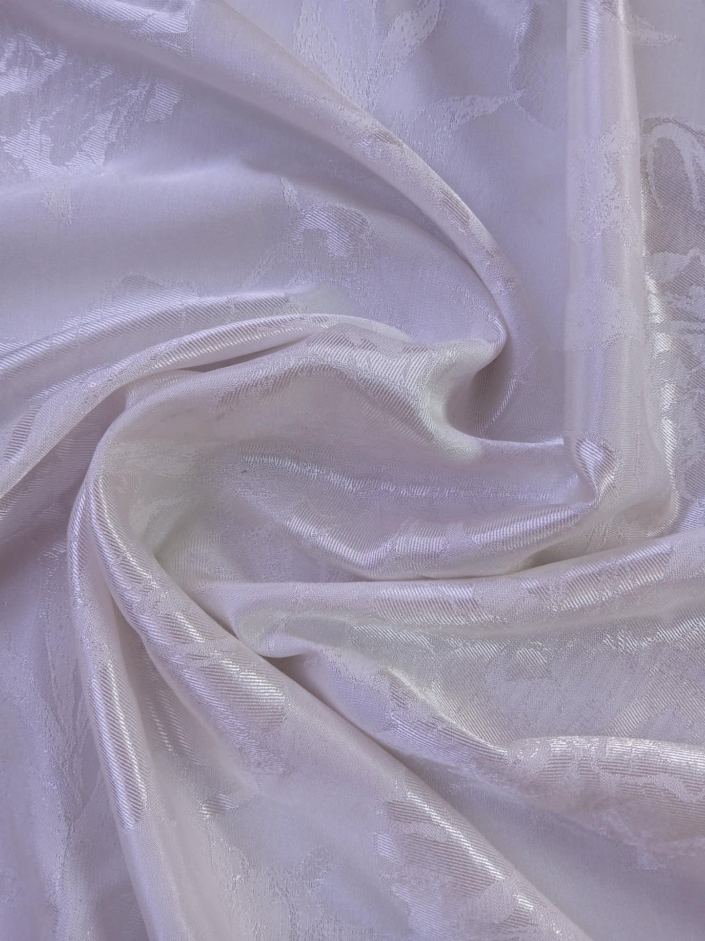 River Island - Satin Viscose Jacquard - Ivory - 60" Wide - Sold By The Metre