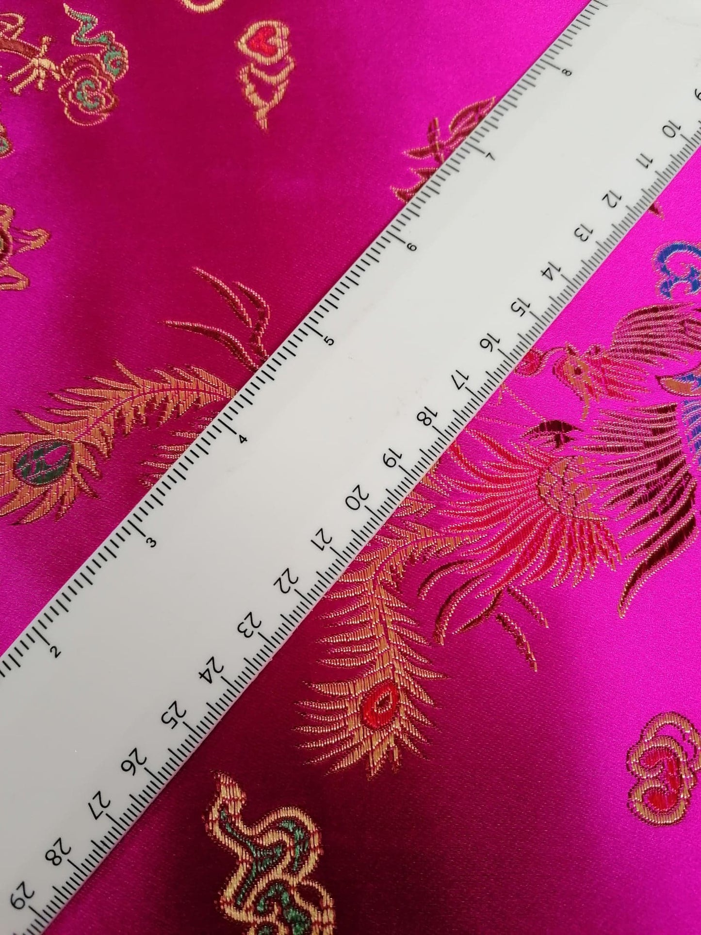 Chinese Brocade - Pink/Gold/Blue - 46" Wide - Sold By the Metre