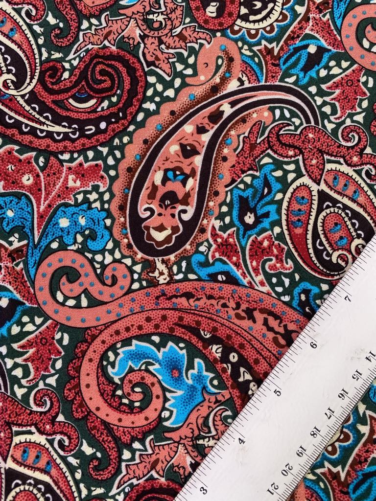 Viscose - Plum/Peach/Blue/Black - 57" Wide - Sold By The Metre