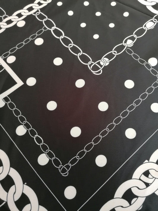 Satin - Black/White - 56" Wide - Sold By the Metre