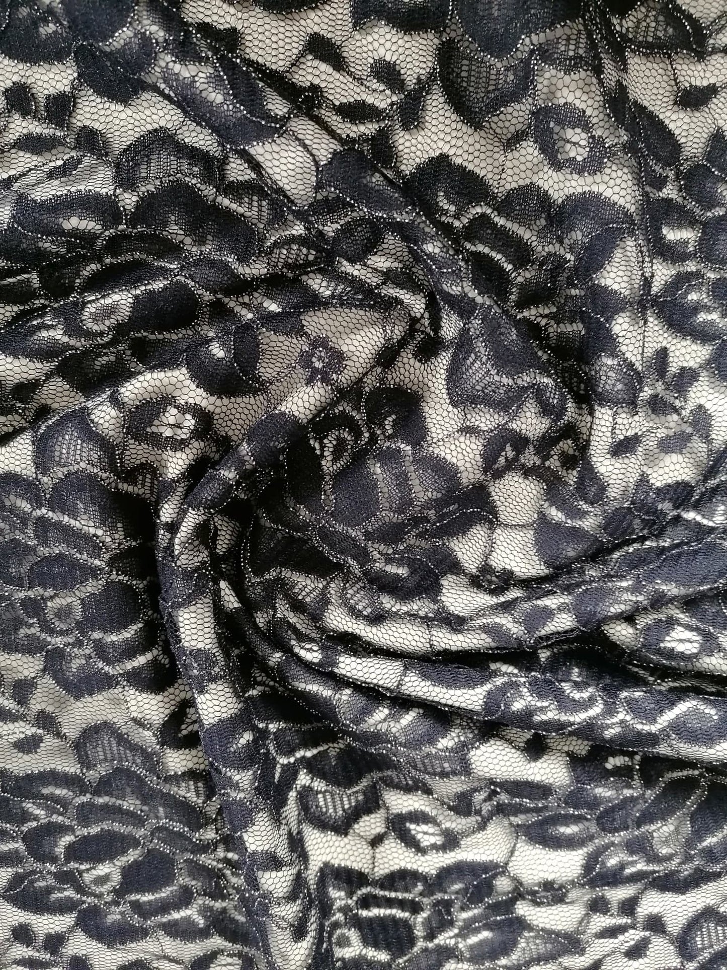 Double Scalloped Lace - Navy - 56" Wide - Sold By the Metre