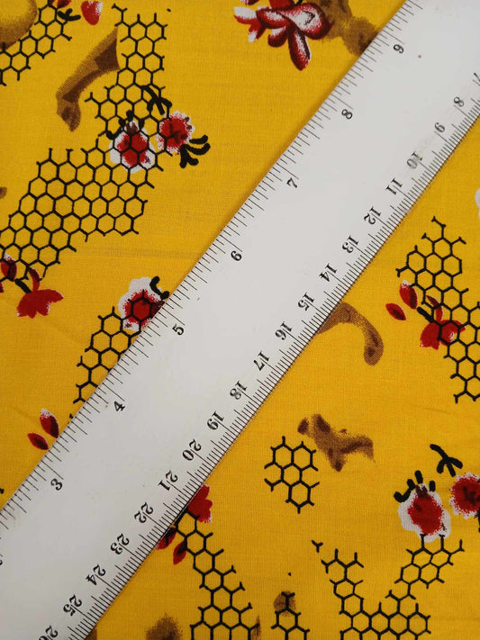 Viscose - Yellow/Plum/Black - 55" Wide - Sold By the Metre