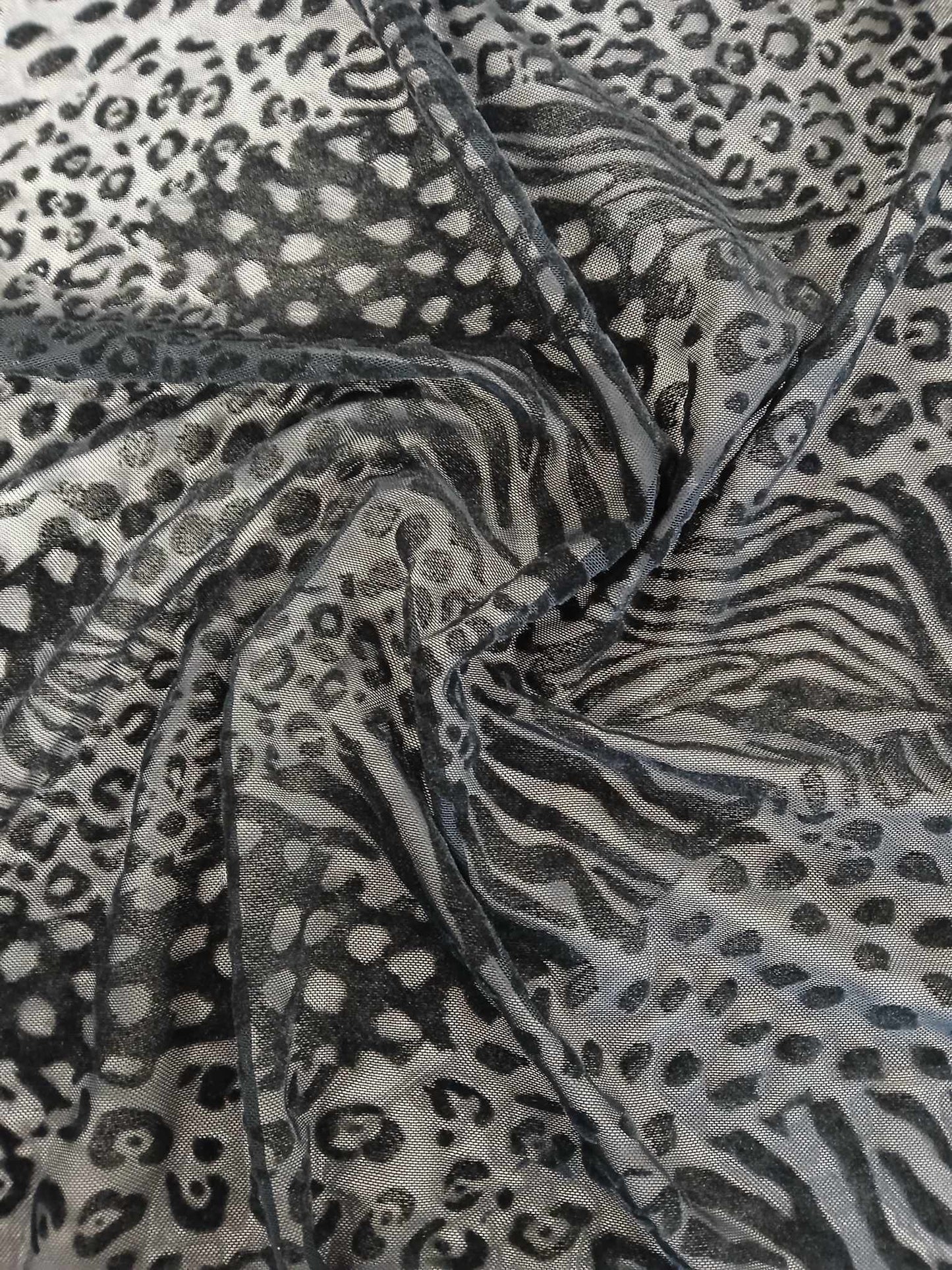 Power Mesh - Animal - Black - 61" Wide - Sold By the Metre