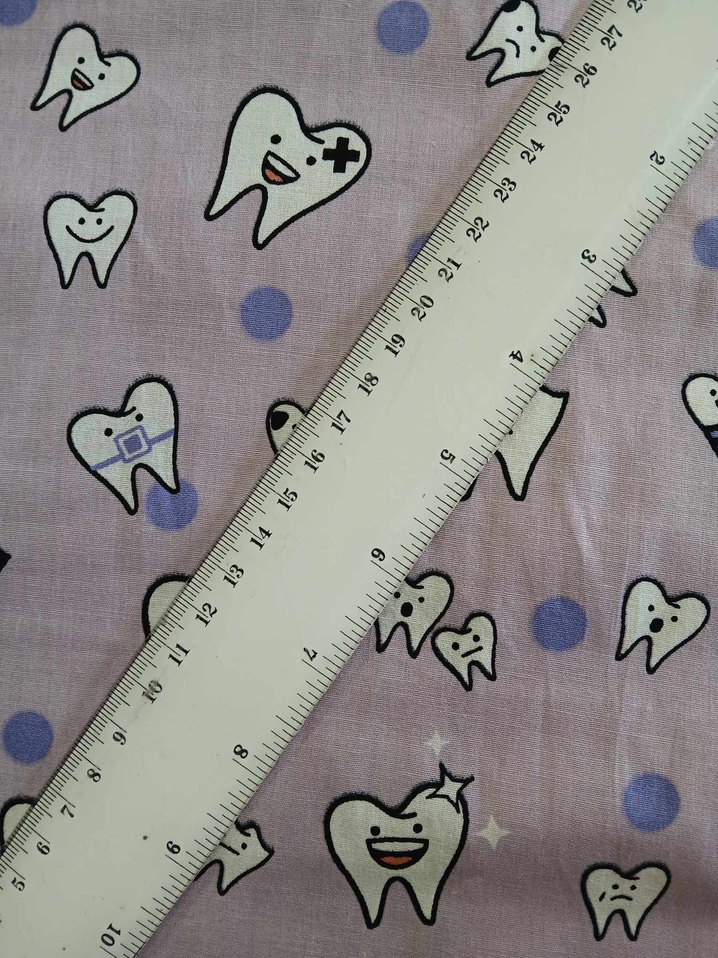 100% Cotton - Teeth - Lilac/Purple/White/Black - 54" Wide - Sold By the Metre