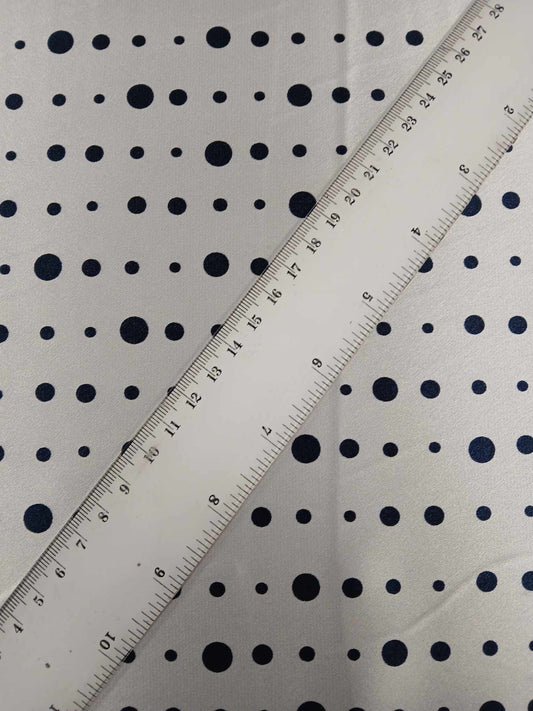 Satin - Navy/White - 57" Wide - Sold By the Metre