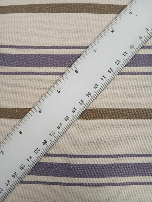 Cotton Woven Ticking - Fire Retardant - Mauve/Khaki - 82" Wide - Sold By the Metre
