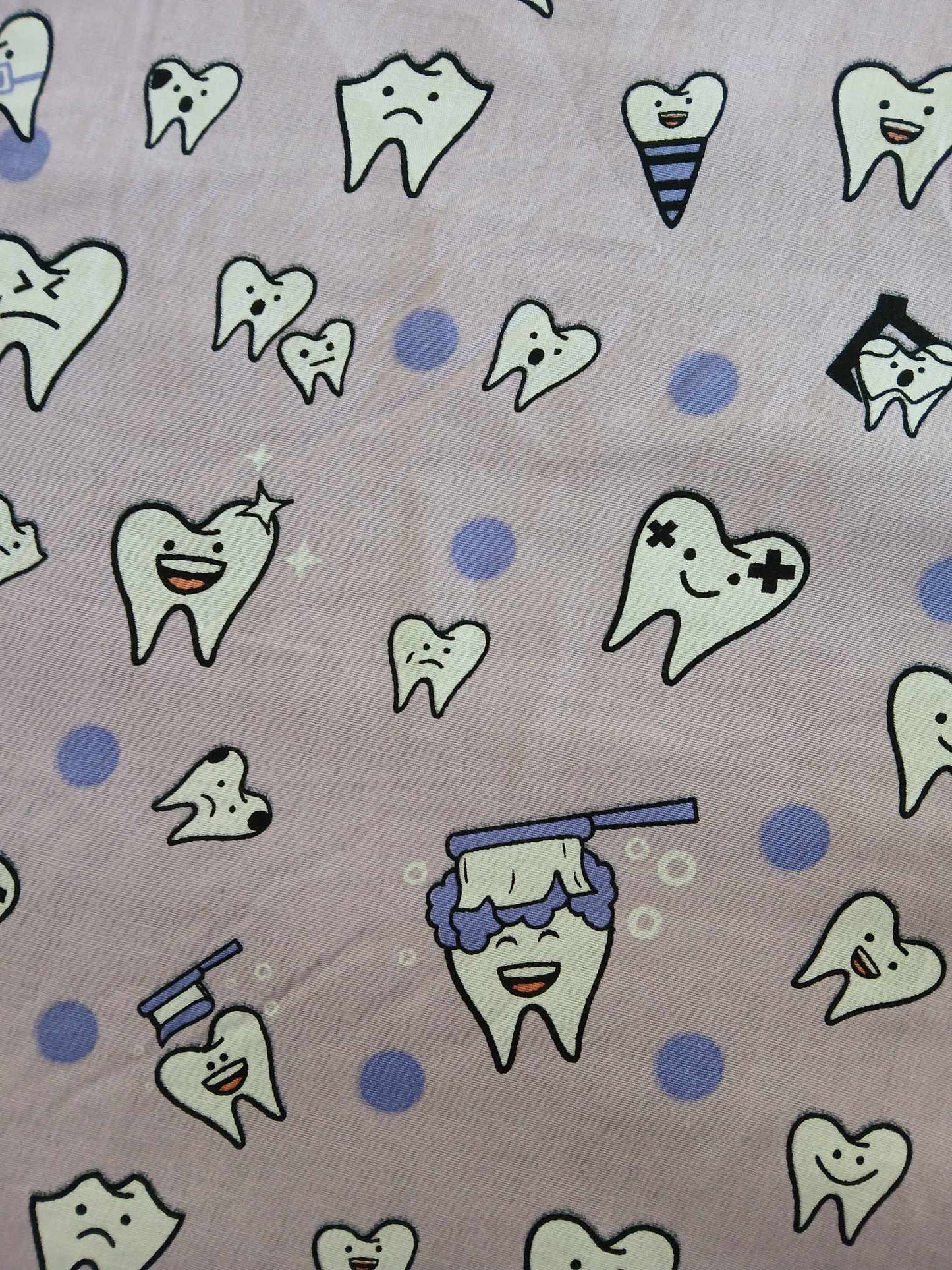 100% Cotton - Teeth - Lilac/Purple/White/Black - 54" Wide - Sold By the Metre