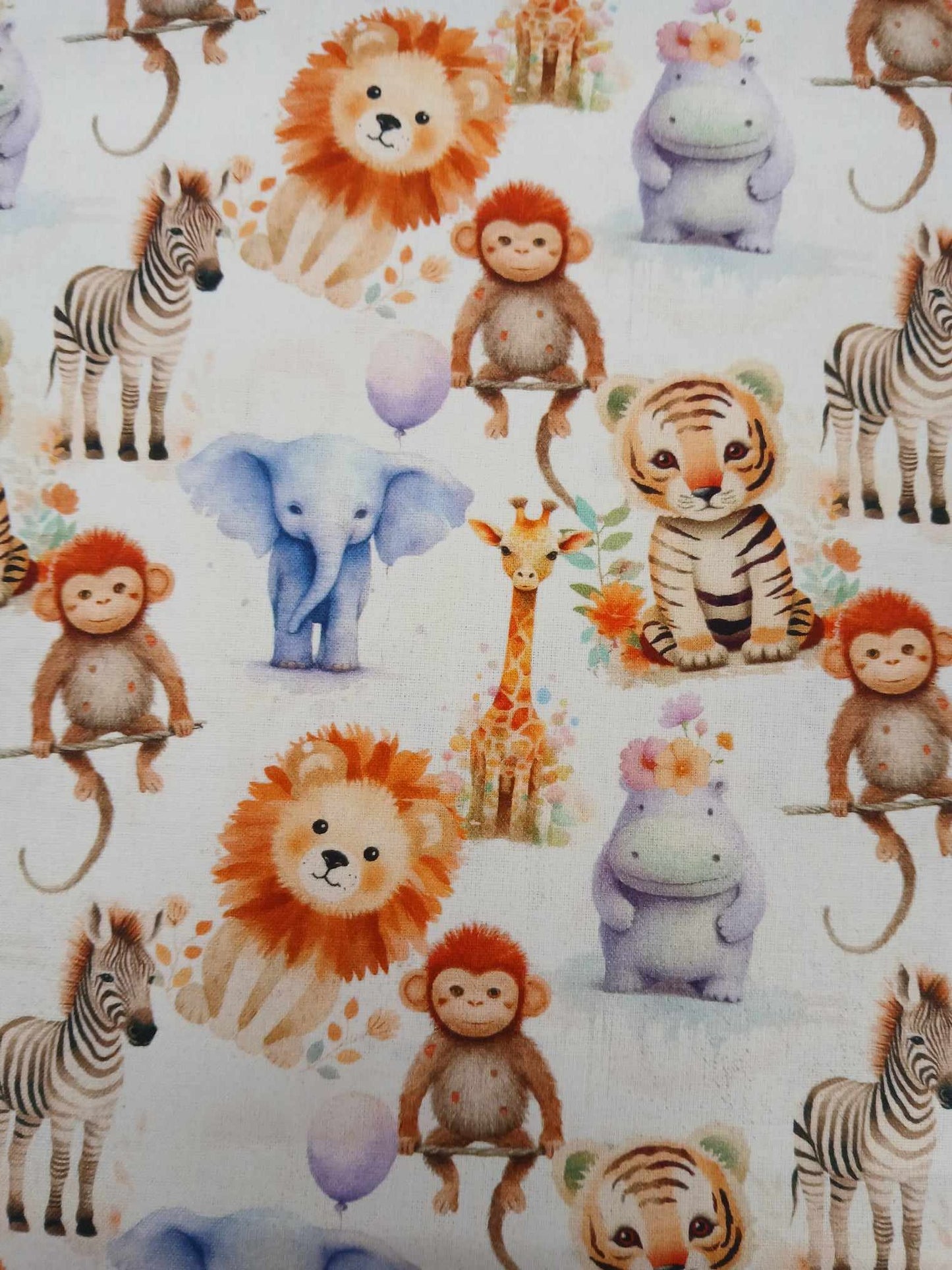 100% Cotton - Digital Print - Blue/Cream/Lilac/Purple/Orange/Brown - 44" Wide - Sold By the Metre