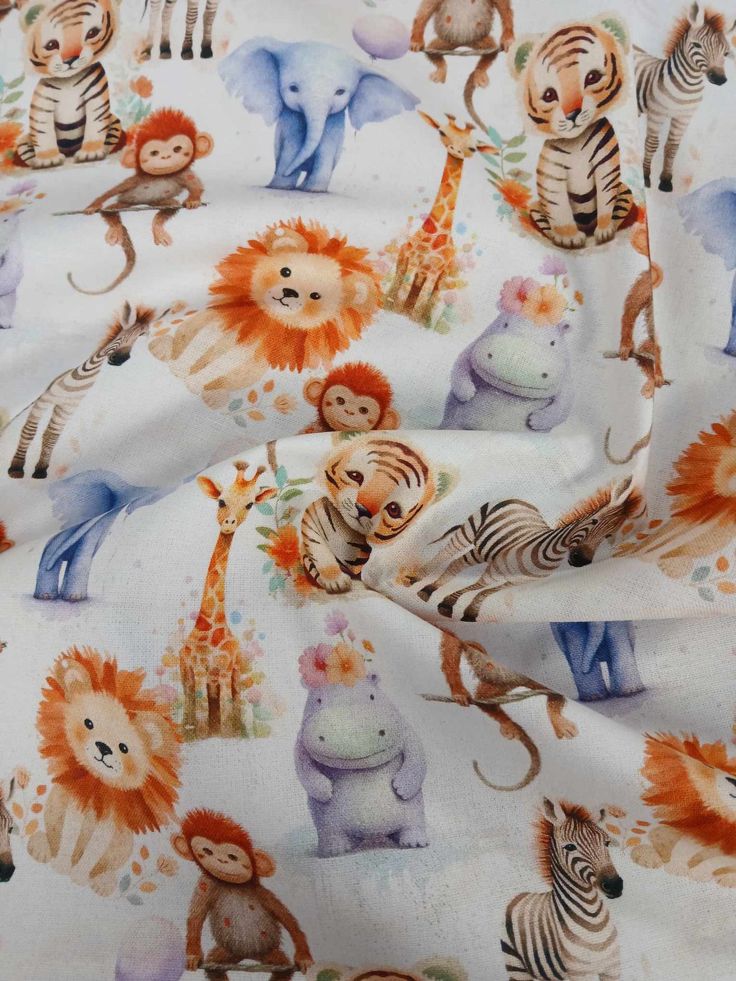 100% Cotton - Digital Print - Blue/Cream/Lilac/Purple/Orange/Brown - 44" Wide - Sold By the Metre