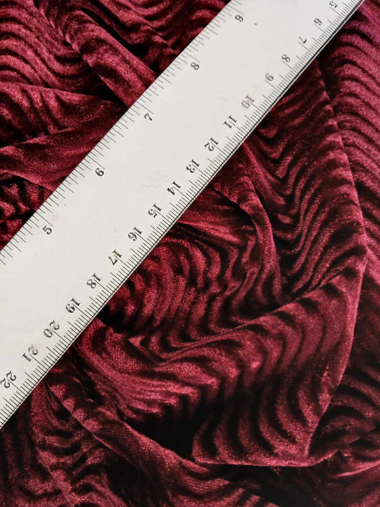 Velvet - Wave - Wine - 57" Wide - Sold By The Metre