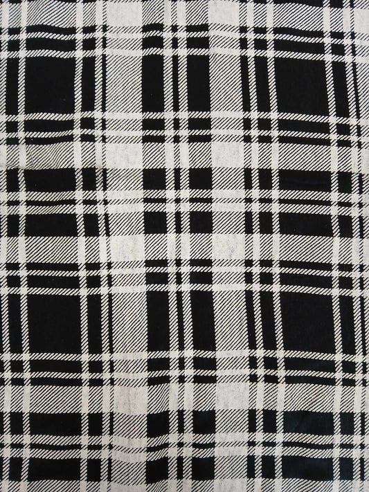 Viscose Lycra - Check - Black/White - 64" Wide - Sold By The Metre