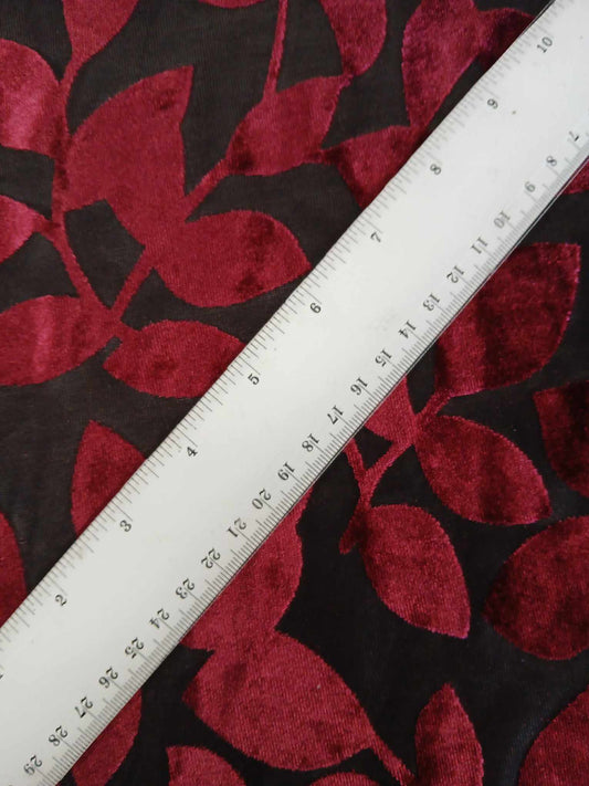 Burnout Velvet - Black/Wine - 59" Wide - Sold By the Metre