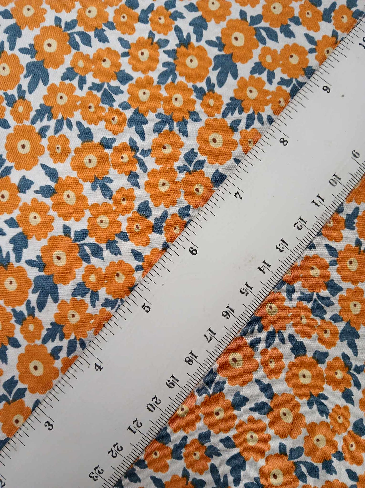 Viscose - Mustard/Teal/White - 57" Wide - Sold By the Metre