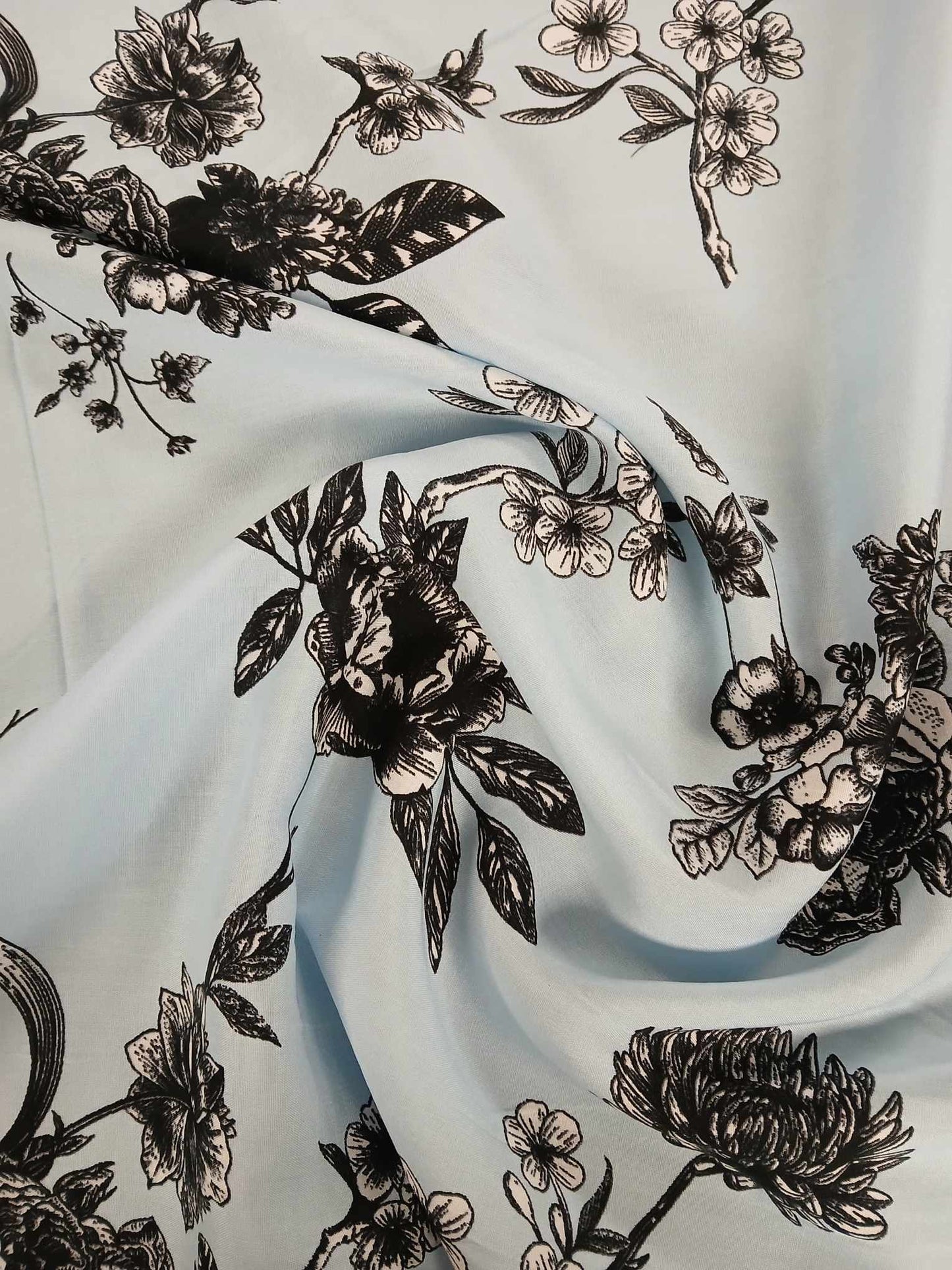 Viscose - Blue/Black - 57" Wide - Sold By the Metre