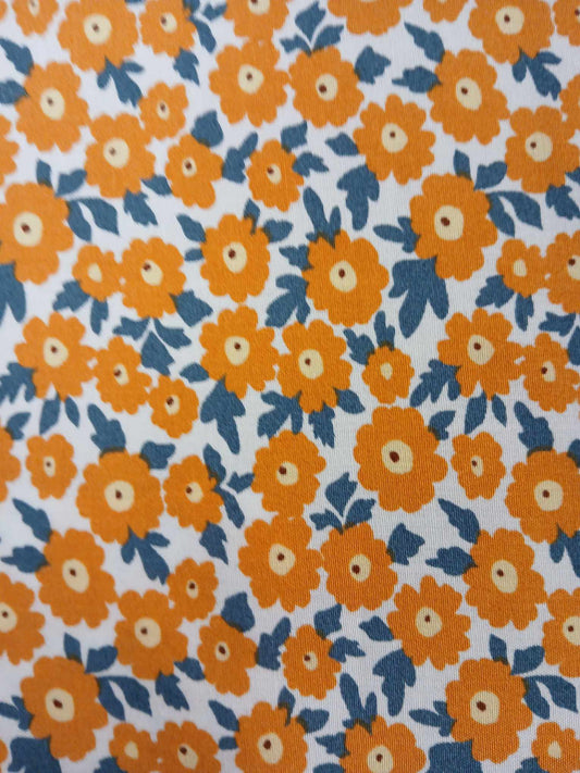 Viscose - Mustard/Teal/White - 57" Wide - Sold By the Metre