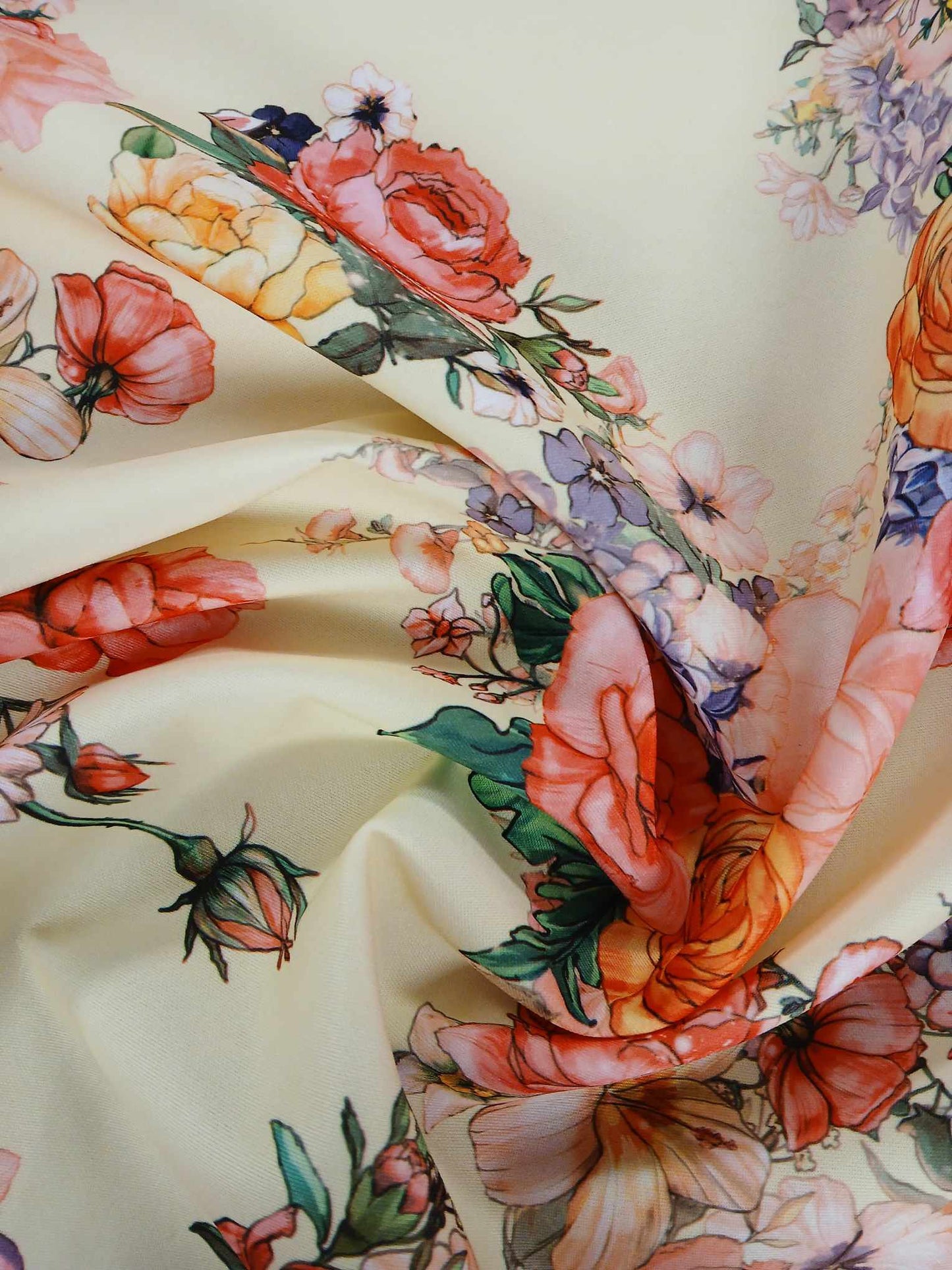 Scuba - Floral - Yellow/Pink/Orange - 58" Wide - Sold By the Metre