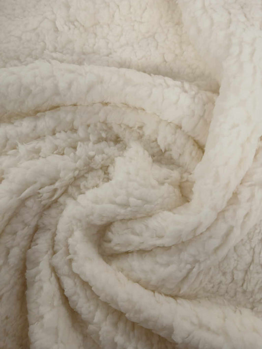 Suede Backed Fur - White/Cream - 62" Wide - Sold By the Metre