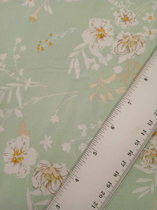 Viscose - Mint/White/Mustard - 57" Wide - Sold By the Metre