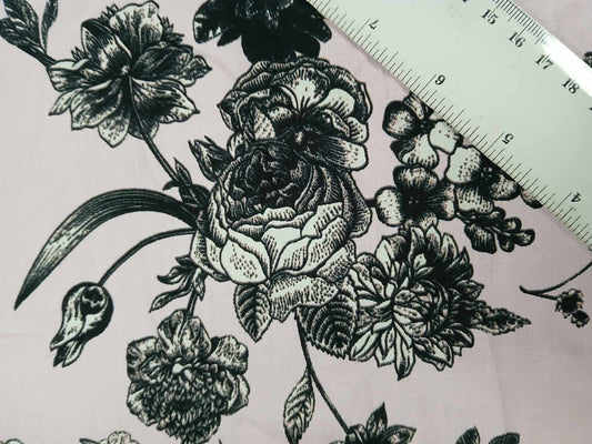 Viscose - Pink/Black - 57" Wide - Sold By the Metre