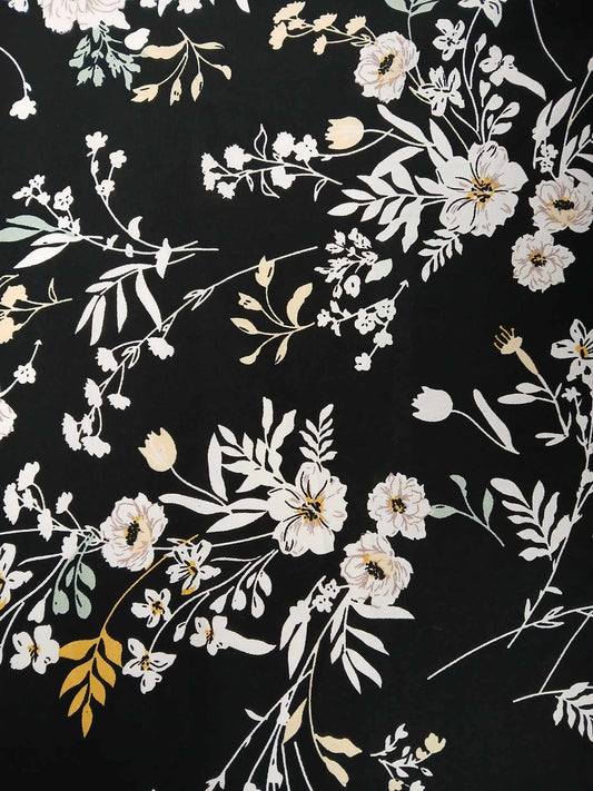 Viscose - Black/White/Yellow/Green - 57" Wide - Sold By the Metre