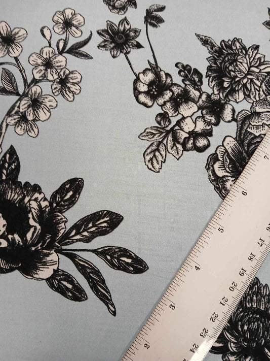 Viscose - Blue/Black - 57" Wide - Sold By the Metre