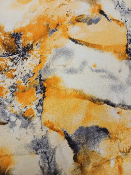 Viscose - Yellow/Gold/Grey - 57" Wide - Sold By the Metre