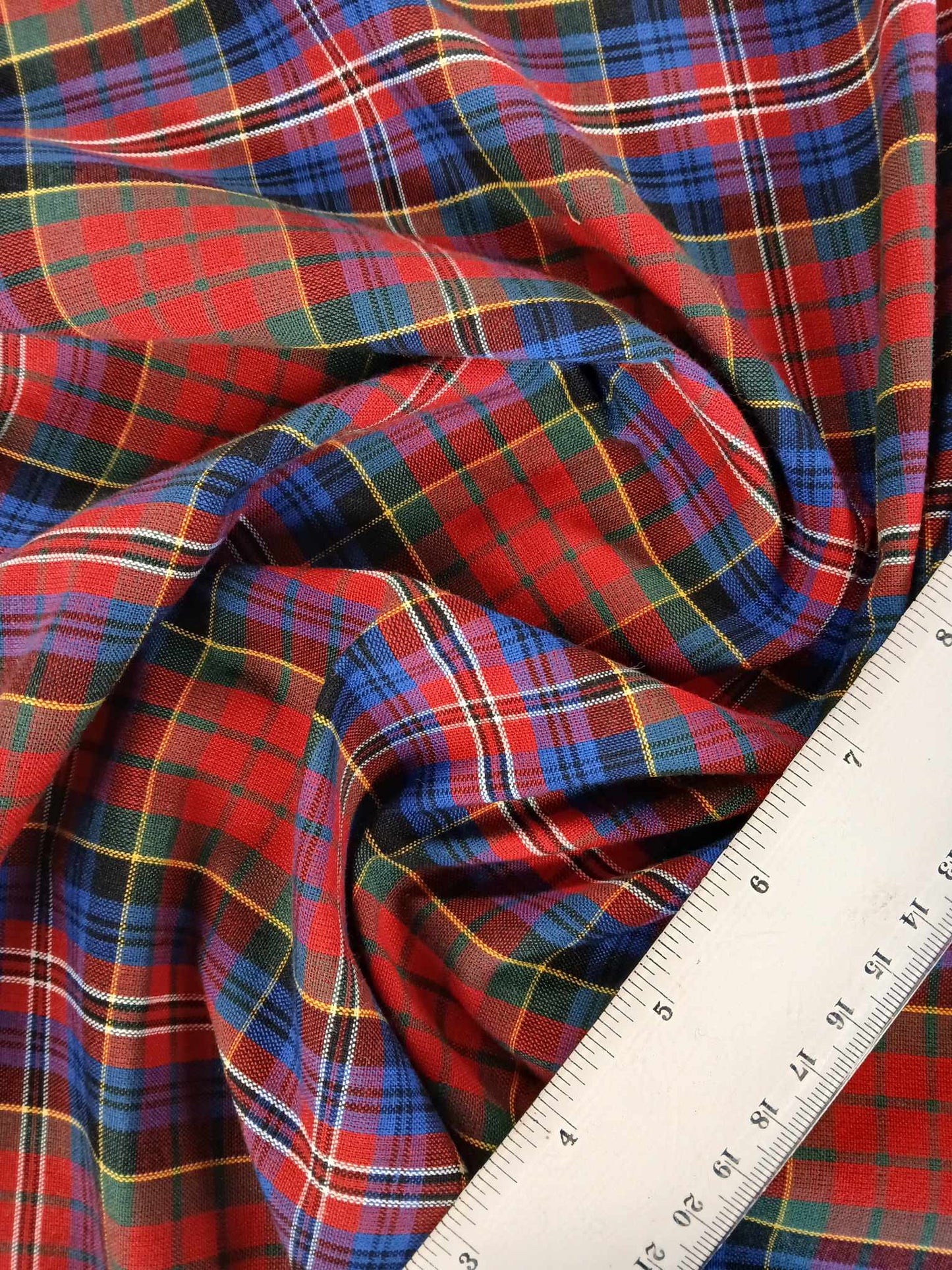 Poly Viscose 65/35 - Red/Blue/Yellow/Black - 60" Wide - Sold By the Metre