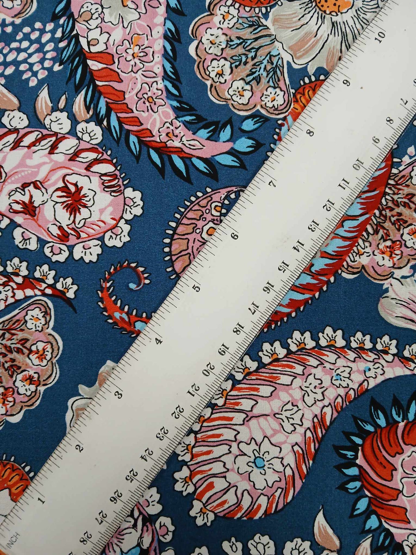 Viscose - Paisley - Blue/Red/Pink/Orange - 57" Wide - Sold By the Metre