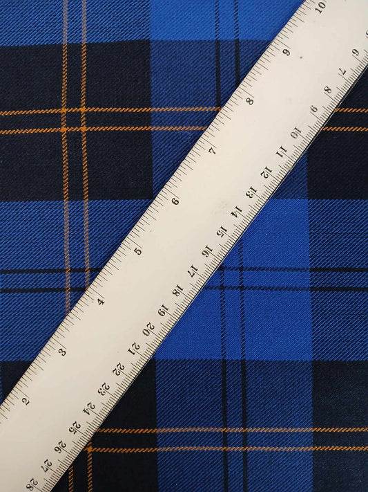 Poly Viscose 65/35 - Blue/Black/Orange - 59" Wide - Sold By the Metre