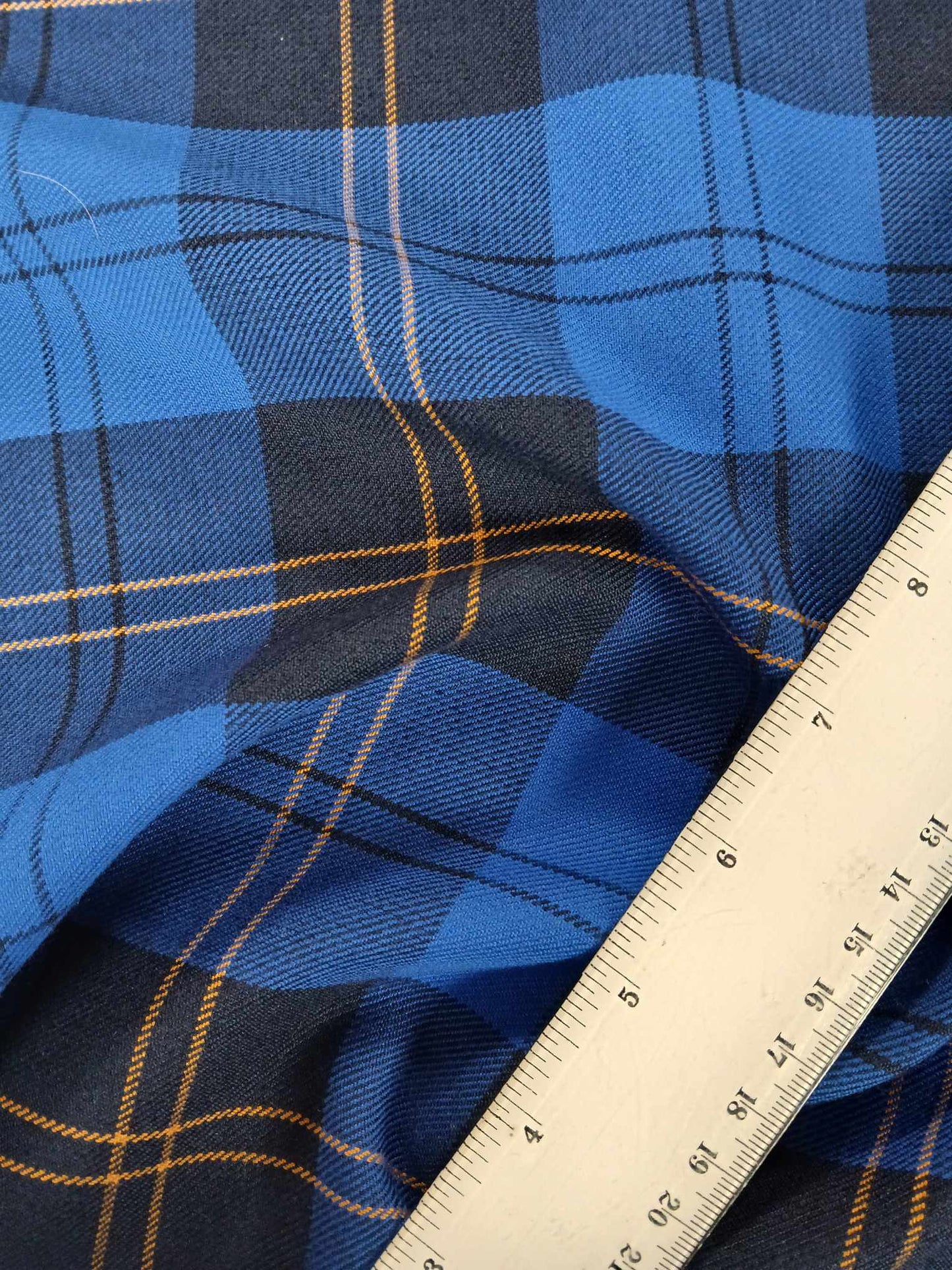 Poly Viscose 65/35 - Blue/Black/Orange - 59" Wide - Sold By the Metre