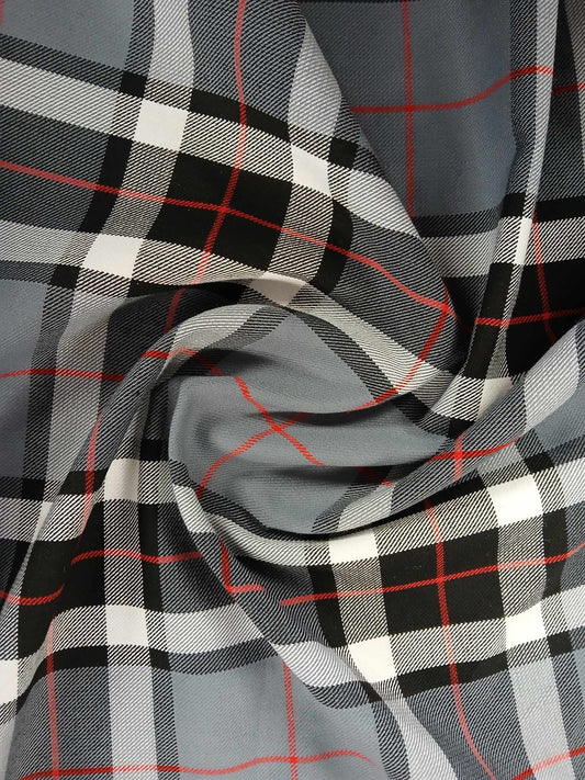 Poly Viscose 65/35 - Grey/Black/White/Red - 59" Wide - Sold By the Metre