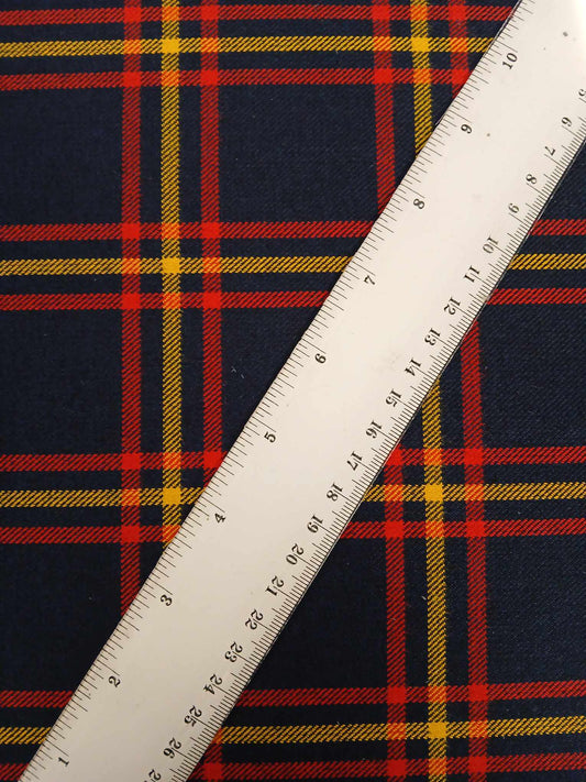 Poly Viscose 65/35 - Blue/Red/Yellow - 59" Wide - Sold By the Metre