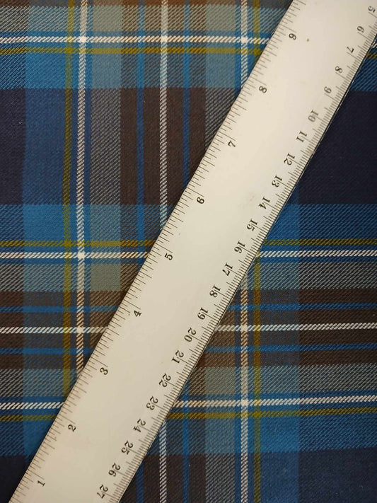 Poly Viscose 65/35 - Blue/Brown/Green/White - 59" Wide - Sold By the Metre