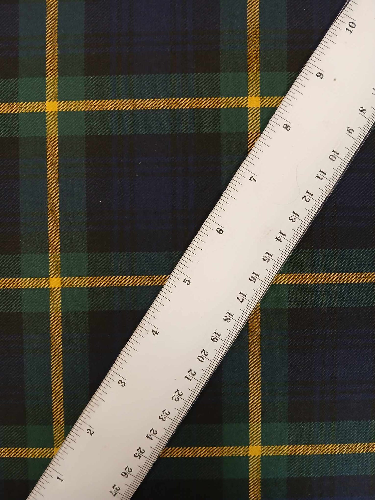 Poly Viscose 65/35 - Navy/Green/Yellow - 60" Wide - Sold By the Metre