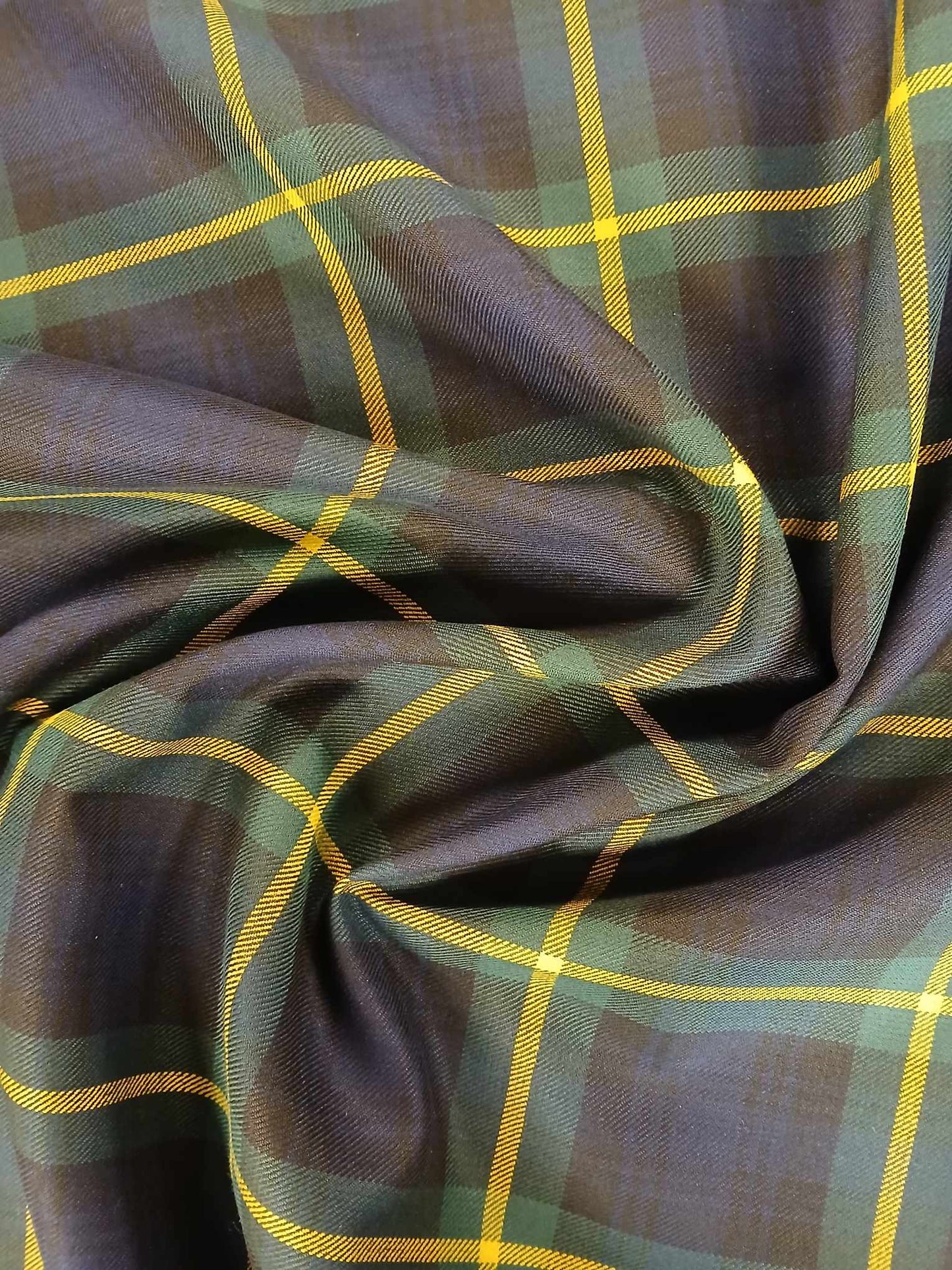 Poly Viscose 65/35 - Navy/Green/Yellow - 60" Wide - Sold By the Metre
