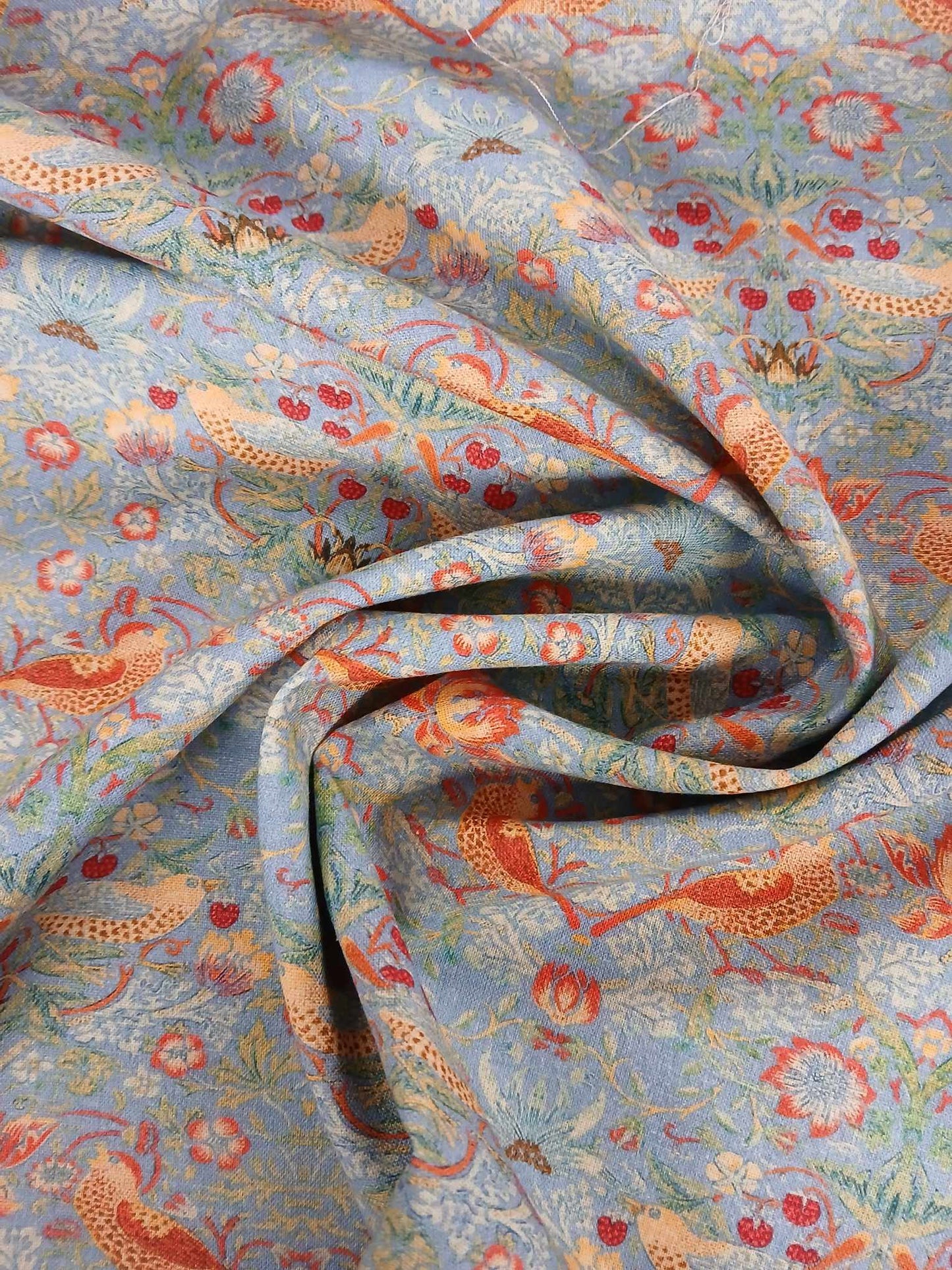 100% Cotton - Strawberry Thief - Silver - 55" Wide - Sold By the Metre