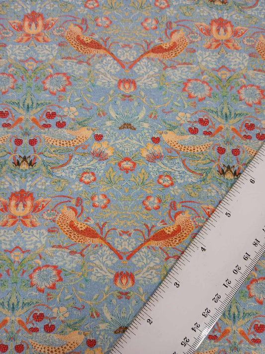 100% Cotton - Strawberry Thief - Silver - 55" Wide - Sold By the Metre