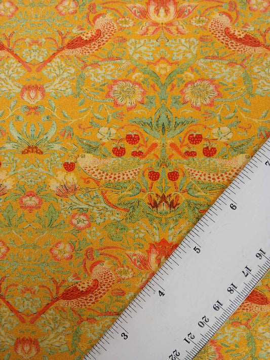 100% Cotton - Strawberry Thief - Ochre - 55" Wide - Sold By the Metre